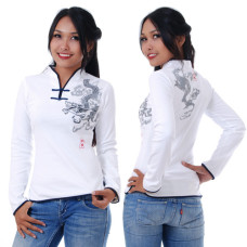 Women Chinese Shirt in White